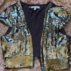 Jennifer Lopez Silver Sequined Open Vest